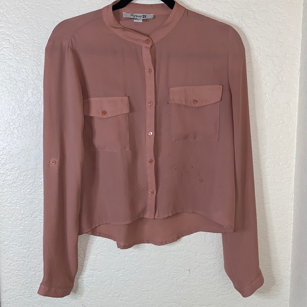 Forever 21 mauve cropped button up